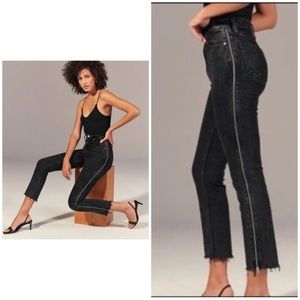 Abercrombie & Fitch Black High-Rise Side-Zip Skinny Jeans